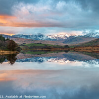 Buy canvas prints of Snowdon winter reflection Llynnau Mymbyr by John Henderson