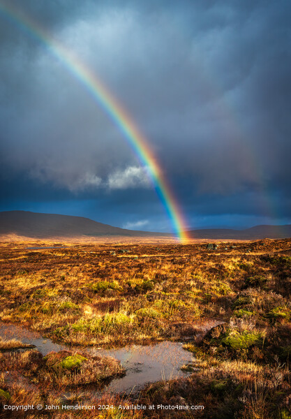Rannoch Moor Rainbow Landscape Picture Board by John Henderson