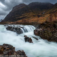 Buy canvas prints of Glencoe waterfall in spate by John Henderson