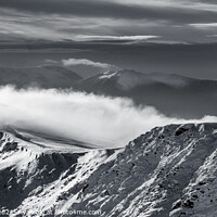 Buy canvas prints of Blencathra black and white in winter snows. by John Henderson