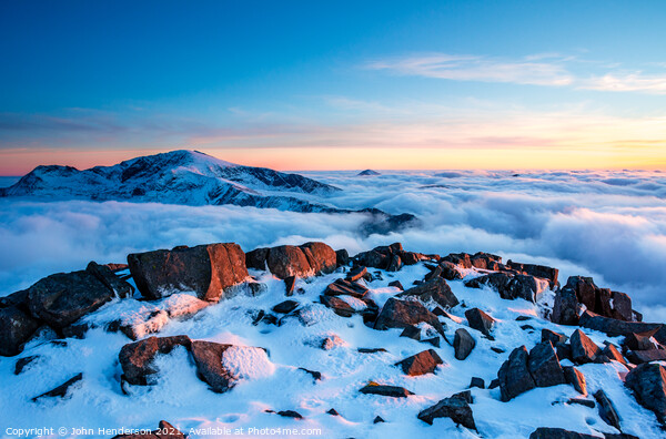  Snowdon winter inversion Picture Board by John Henderson