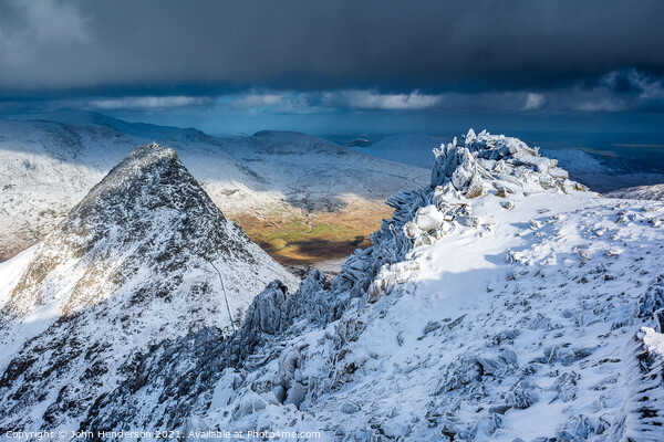 Tryfan from the top of Glyder Fach. Picture Board by John Henderson