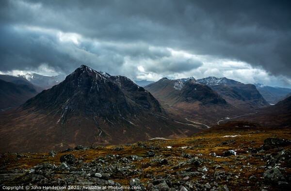 Glencoe in sombre mood Picture Board by John Henderson