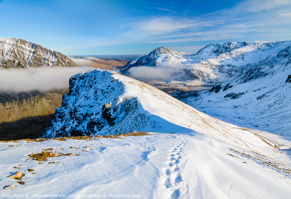 Snowdonia.Mountain foot steps. Picture Board by John Henderson