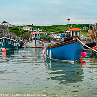 Buy canvas prints of Coverack, Cornwall boats in harbour by Keith McManus