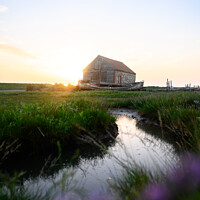 Buy canvas prints of Boat House at Sunset, Thornham, Norfolk by Carl Howell