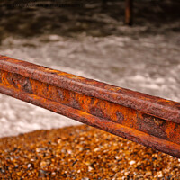 Buy canvas prints of Hastings Pier rusty iron support by Jules D Truman