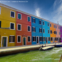 Buy canvas prints of Burano Coloured Houses by Jules D Truman