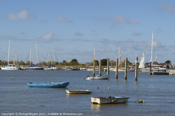  boats at brightlingsea harbour Picture Board by Michael bryant Tiptopimage