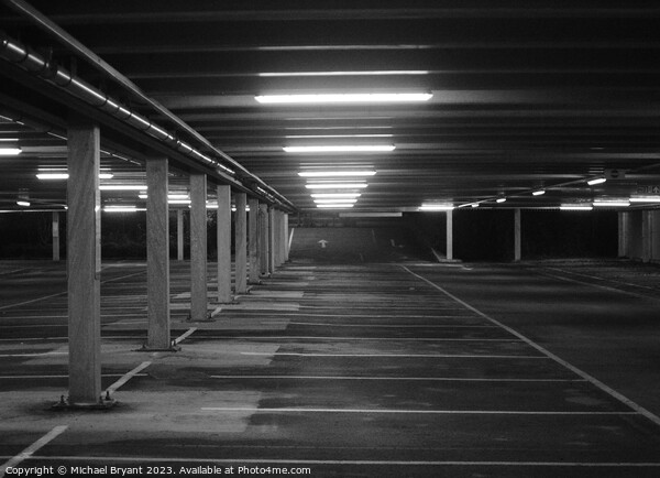 Colchester car Park in mono Picture Board by Michael bryant Tiptopimage
