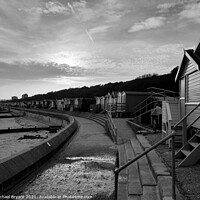 Buy canvas prints of Beach huts frinton in black and white by Michael bryant Tiptopimage