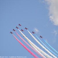 Buy canvas prints of The red arrows at clacton on Sea air show  by Michael bryant Tiptopimage
