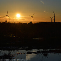 Buy canvas prints of Sunset on a wind farm by Michael bryant Tiptopimage