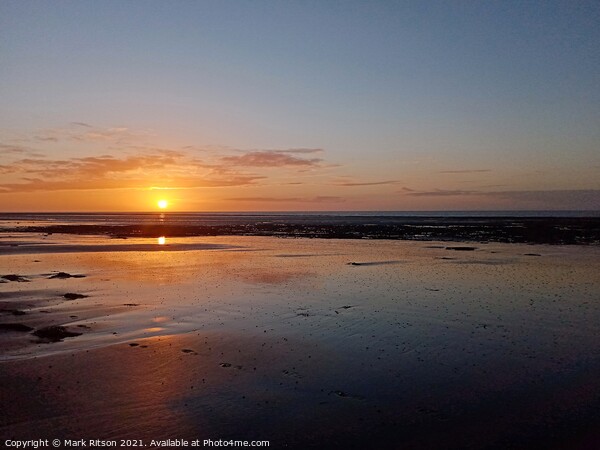 Glowing sun on Sandy beach Horizon  Picture Board by Mark Ritson