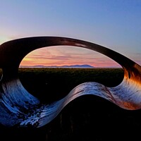 Buy canvas prints of Steel Sculpture Sunset Abstract  by Mark Ritson