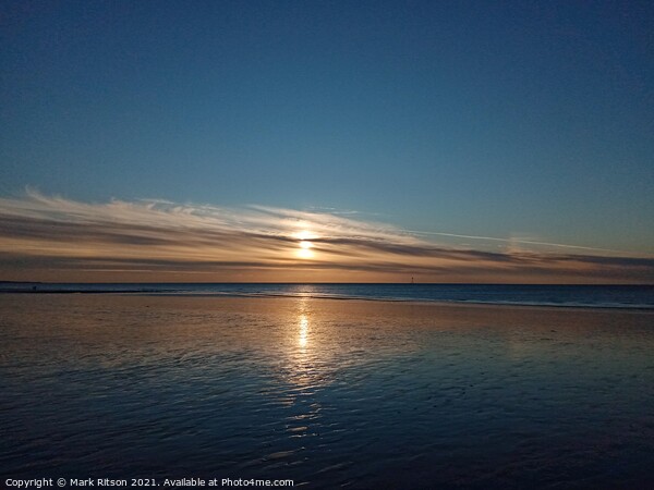 Blue and Gold Solway Sunset Picture Board by Mark Ritson