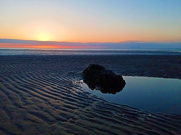 sunset with rockpool on the beach  Picture Board by Mark Ritson