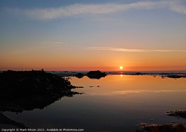 Sunset over a calm sea Picture Board by Mark Ritson