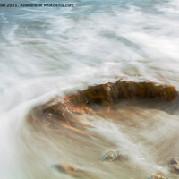 Buy canvas prints of Abstract Seaweed In The Surf - Lyme Regis Beach by Allan Snow