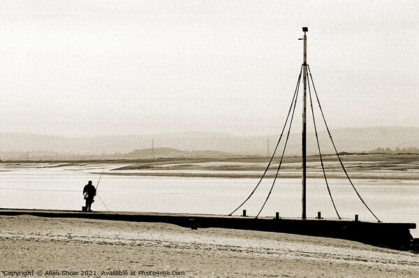 Fisherman on the jetty at Burnham on Sea Picture Board by Allan Snow