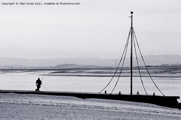 Lone Fisherman On The Beach, Burnham-on Sea, Somer Picture Board by Allan Snow