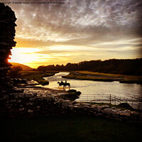 Buy canvas prints of Sunset near Ogmore,Wales. by Estelle Davies