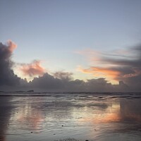 Buy canvas prints of Sunset at Llangennith Beach ,Gower Penindular. by Estelle Davies
