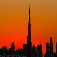 Buy canvas prints of Red Sky over Dubai by Daniel Nicholson