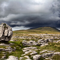 Buy canvas prints of Standing Stone and Whernside Yorkshire Dales by Mark Sunderland