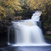 Buy canvas prints of West Burton Waterfall in Autumn Wensleydale North Yorkshire Engl by Mark Sunderland