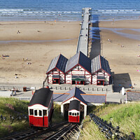 Buy canvas prints of Saltburn Cliff Tramway and Pier in Summer by Mark Sunderland