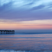 Buy canvas prints of Twilight on the Sea at Saltburn Pier by Mark Sunderland
