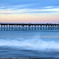 Buy canvas prints of Breaking Wave at Saltburn Pier by Mark Sunderland