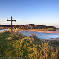 Buy canvas prints of St Cuthberts Cross on Church Hill and Alnmouth at Sunset by Mark Sunderland