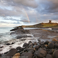 Buy canvas prints of Rainbow at Dunstanburgh Castle by Mark Sunderland