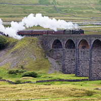 Buy canvas prints of Steam Train Hauled by The Scots Guardsman Arriving at the Ribblehead Viaduct by Mark Sunderland