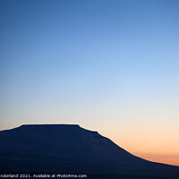Buy canvas prints of The Flat Topped Peak of Ingleborough at Sunset in Winter by Mark Sunderland