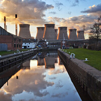 Buy canvas prints of Ferrybridge Power Station from Ferrybridge Lock by Mark Sunderland