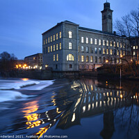 Buy canvas prints of New Mill by the River Aire at Dusk by Mark Sunderland