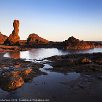 Buy canvas prints of Rock and Spindle at Sunrise on the Fife Coast by Mark Sunderland