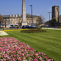 Buy canvas prints of The War Memorial from West Park in Spring Harrogate by Mark Sunderland