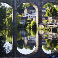 Buy canvas prints of Viaduct and Reflection in the River Nidd at Knaresborough by Mark Sunderland