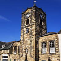 Buy canvas prints of The Town Hall Clock Tower from Fenkle Street in Alnwick by Mark Sunderland