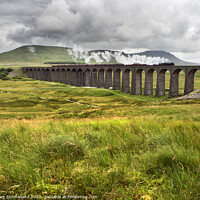 Buy canvas prints of Steam Train Crossing the Ribblehead Viaduct in the Yorkshire Dales by Mark Sunderland