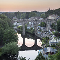 Buy canvas prints of Knaresborough Viaduct at Sunset by Mark Sunderland
