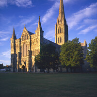 Buy canvas prints of Salisbury Cathedral at Sunset by Mark Sunderland