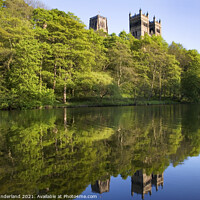 Buy canvas prints of Durham Cathedral in Spring Reflected in the River Wear by Mark Sunderland
