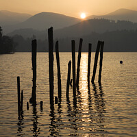 Buy canvas prints of Sunset over Derwent Water Keswick by Mark Sunderland