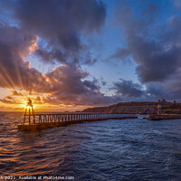 Buy canvas prints of Sunrise at Whitby Pier by Paul Smith