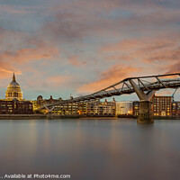 Buy canvas prints of Sunset over St Paul's and the Millenium Bridge by Paul Smith